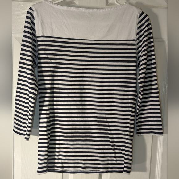 Jones New York Black and White stripped 3/4 in sleeve shirt size small - Picture 4 of 4